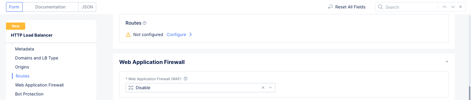 Figure: Route Configuration Section