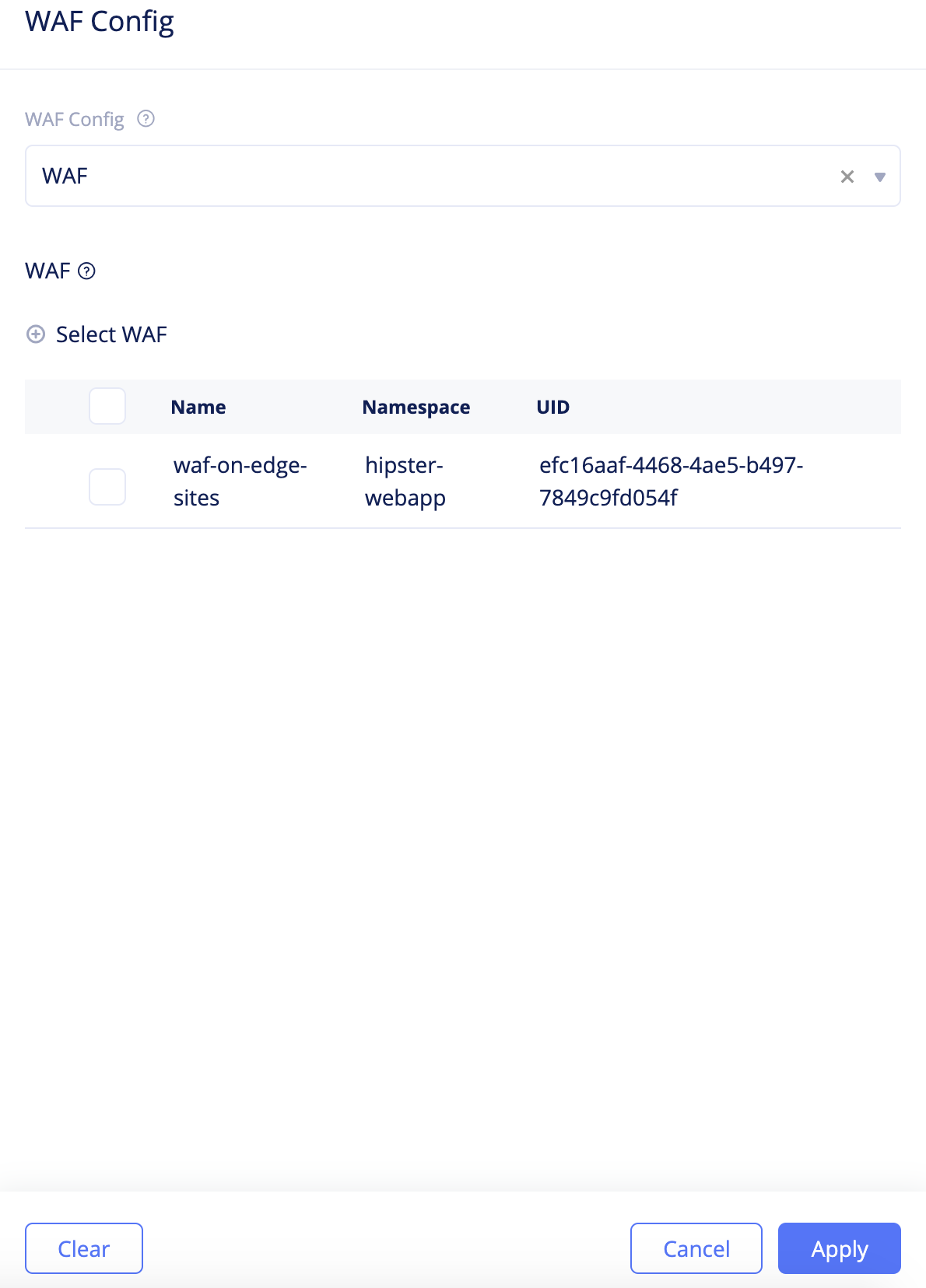 Figure: Apply WAF to Virtual Host