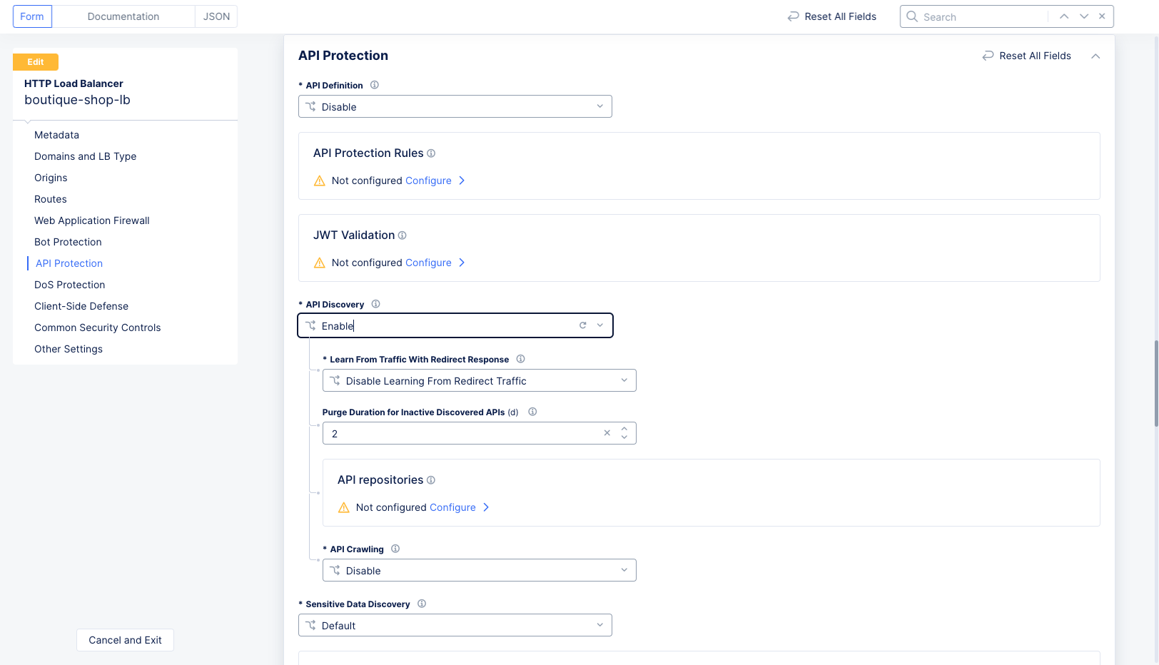 Figure: Enable API Discovery
