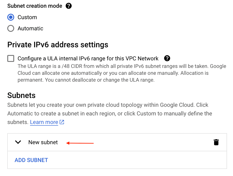 Figure: SLO Subnet Custom