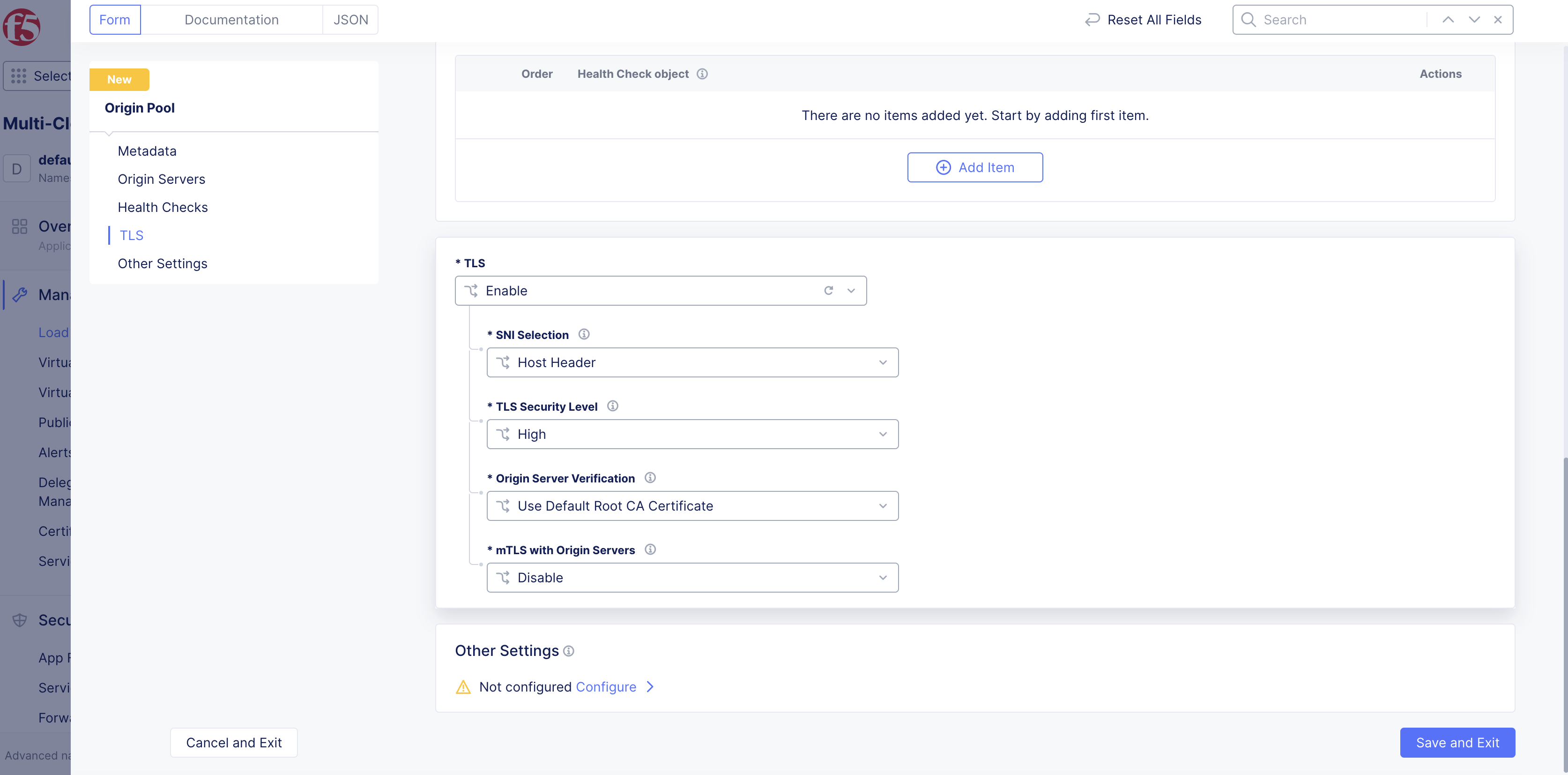 Figure: Configure TLS