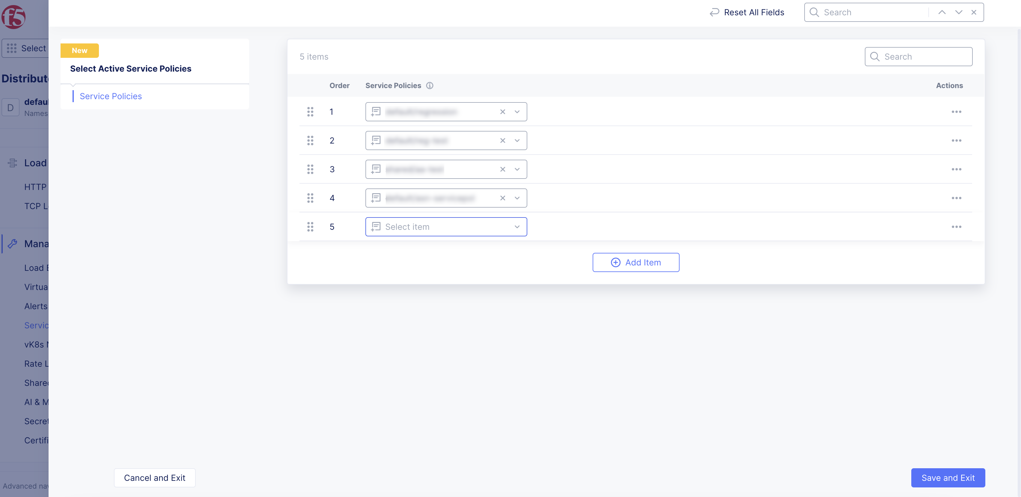Figure: Select Active Service Policy