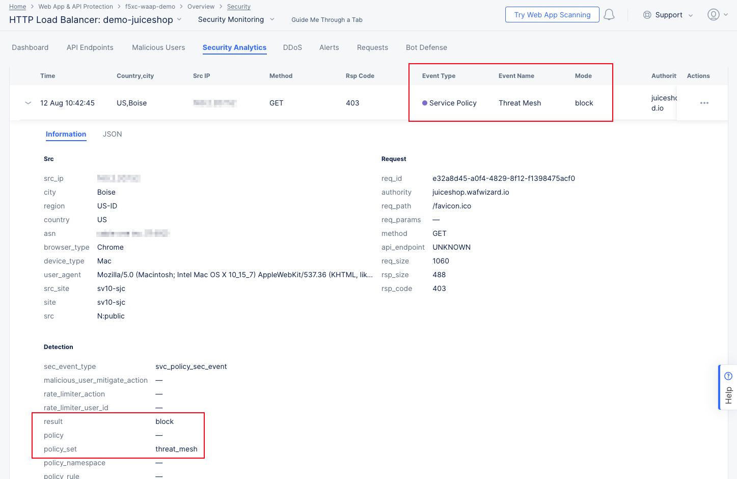 Figure: Security Events Details